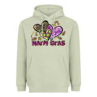 Matcha Mardi Gras heart Heavyweight Hoodie - LillyAllenDesigns