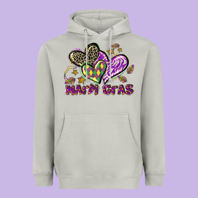 Mardi Gras Heart Heavyweight Hoodie Designed By Lillyallendesigns