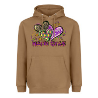Toasted Coconut Mardi Gras heart Heavyweight Hoodie - LillyAllenDesigns