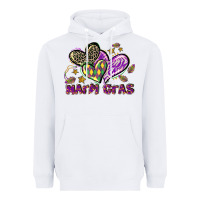 White Mardi Gras heart Heavyweight Hoodie - LillyAllenDesigns