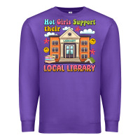Purple hot girls support their local library Premium Sweatshirt - Artiststas