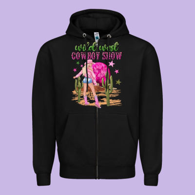 Wild West Cowboy Show Zipper Hoodie Designed By Nancycooperartshop