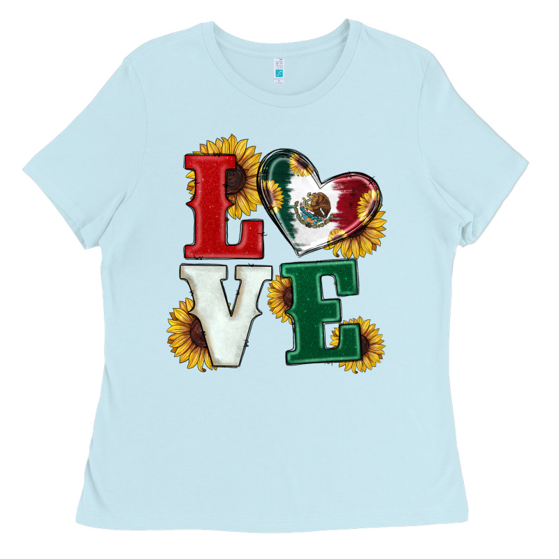 Mexican Flag With Sunflowers Love Ladies Tee by RanaPortraitStore | Teevron