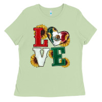 Matcha Mexican Flag With Sunflowers Love Ladies Tee - RanaPortraitStore