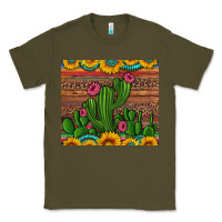Army Green sunflowers turquoise serape cactus tumbler Classic Tee - Artiststas