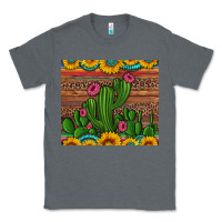 Charcoal Heather sunflowers turquoise serape cactus tumbler Classic Tee - Artiststas