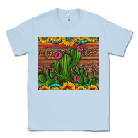 Dusty Blue sunflowers turquoise serape cactus tumbler Classic Tee - Artiststas