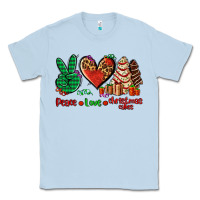 Dusty Blue peace love Christmas cakes Classic Tee - AdoDesignShop