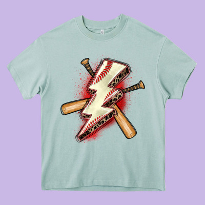 Baseball Lightning Bolt Heavy Core Tee Designed By Zillion Design Studio