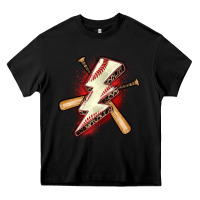Black baseball lightning bolt Heavy Core Tee - Zillion Design Studio