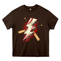 Chocolate Brown baseball lightning bolt Heavy Core Tee - Zillion Design Studio