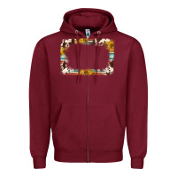Burgundy western serape sunflower background frame Zipper Hoodie - NancyCooperArtShop