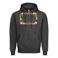 Charcoal Heather western serape sunflower background frame Zipper Hoodie - NancyCooperArtShop