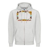 Dove Grey western serape sunflower background frame Zipper Hoodie - NancyCooperArtShop
