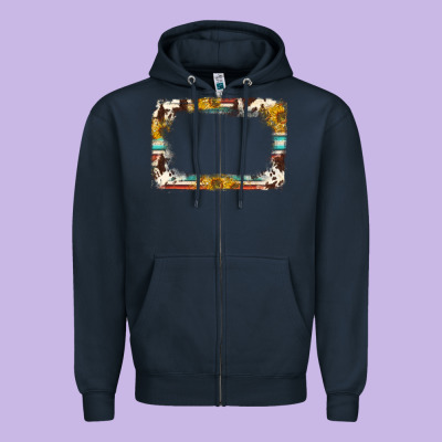 Western Serape Sunflower Background Frame Zipper Hoodie Designed By Nancycooperartshop
