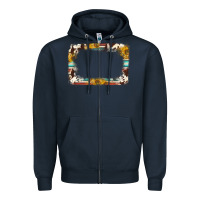 Navy western serape sunflower background frame Zipper Hoodie - NancyCooperArtShop