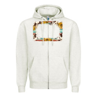 Oatmeal Heather western serape sunflower background frame Zipper Hoodie - NancyCooperArtShop