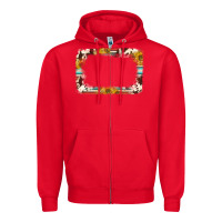 Red western serape sunflower background frame Zipper Hoodie - NancyCooperArtShop