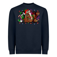 Navy joy and horse Christmas Heavyweight Sweatshirt - AdoDesignShop