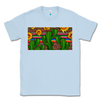 Dusty Blue sunflowers and cactus license plate Classic Tee - Artiststas