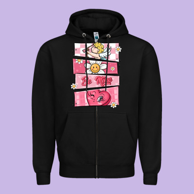 Trendy Valentines Day Retro Characters Zipper Hoodie Designed By Maliassmallbusiness