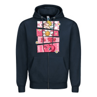 Navy trendy valentines day retro characters Zipper Hoodie - MaliasSmallBusiness