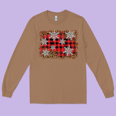Snowflake Background Long Sleeve Tee Designed By Barkaloodesign