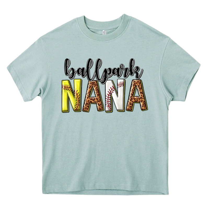 Ballpark Nana With Leopard Heavy Core Tee by texasbilliewilder | Teevron