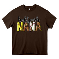 Chocolate Brown ballpark nana with leopard Heavy Core Tee - texasbilliewilder