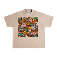 French Oak cow and western seamless pattern Urban Heavy Tee - BundleAndBundleShop
