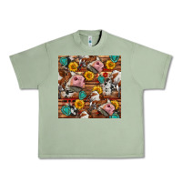 Oil Green cow and western seamless pattern Urban Heavy Tee - BundleAndBundleShop