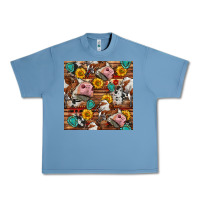 Pebble Blue cow and western seamless pattern Urban Heavy Tee - BundleAndBundleShop
