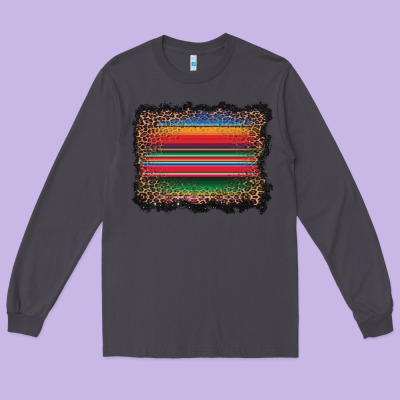 Serape Background Long Sleeve Tee Designed By Barkaloodesign
