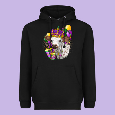Mardi Gras Longhorn Calf Heavyweight Hoodie Designed By Lillyallendesigns