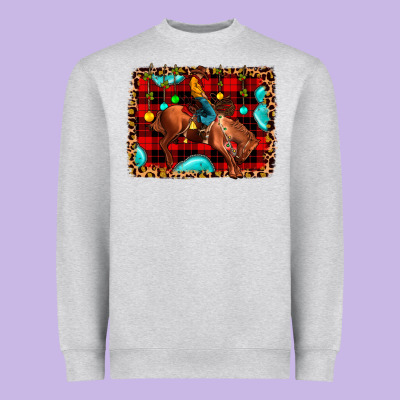 Christmas Rodeo Cowboy Heavyweight Sweatshirt Designed By Jahusdesignshop