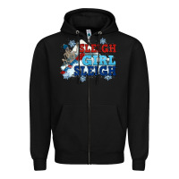 Black winter sleigh girl sleigh Zipper Hoodie - NancyCooperArtShop