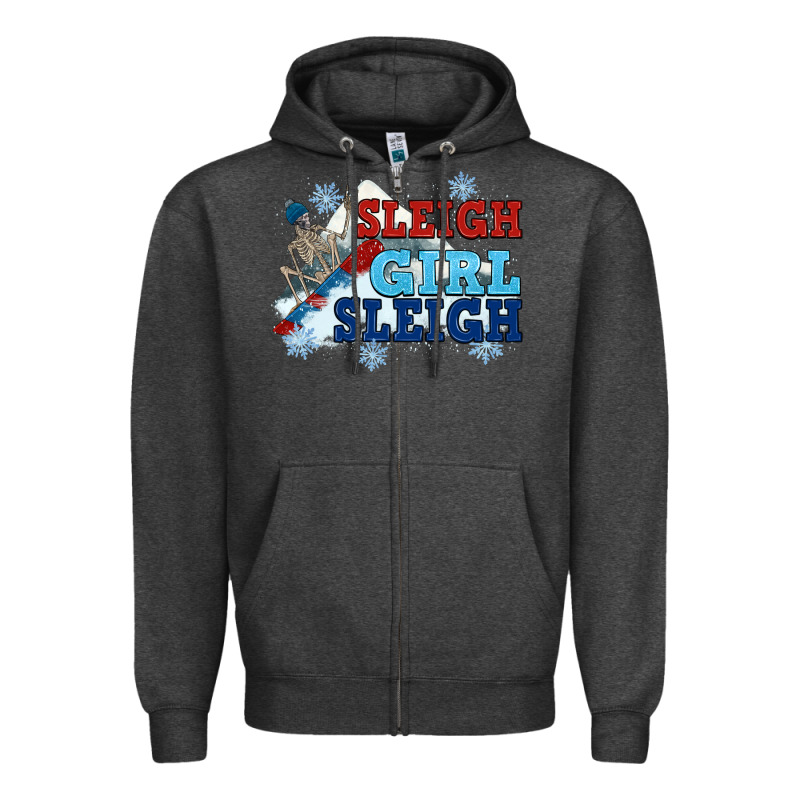 Winter Sleigh Girl Sleigh Zipper Hoodie by NancyCooperArtShop | Teevron
