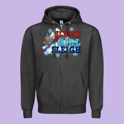 Winter Sleigh Girl Sleigh Zipper Hoodie Designed By Nancycooperartshop