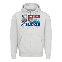 Dove Grey winter sleigh girl sleigh Zipper Hoodie - NancyCooperArtShop