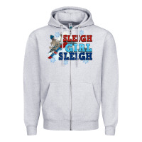 Heather Grey winter sleigh girl sleigh Zipper Hoodie - NancyCooperArtShop