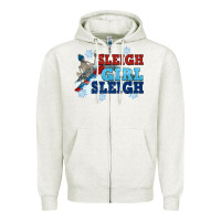 Oatmeal Heather winter sleigh girl sleigh Zipper Hoodie - NancyCooperArtShop