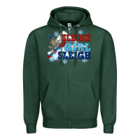 Sports Green winter sleigh girl sleigh Zipper Hoodie - NancyCooperArtShop