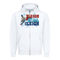 White winter sleigh girl sleigh Zipper Hoodie - NancyCooperArtShop