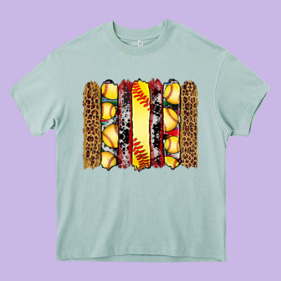Softball Serape Leopard Cowhide Glitter Brushstrokes Heavy Core Tee Designed By Artiststas