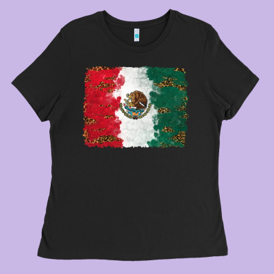Ladies Tee Mexican Flag With Leopard