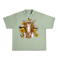 Oil Green sunflower goat Urban Heavy Tee - Jasminsmagicworld