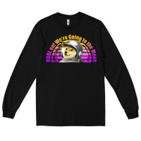 Black doge coin hodl on we're going to the moon retro sunset Long Sleeve Tee - Jasminsmagicworld