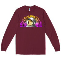 Burgundy doge coin hodl on we're going to the moon retro sunset Long Sleeve Tee - Jasminsmagicworld