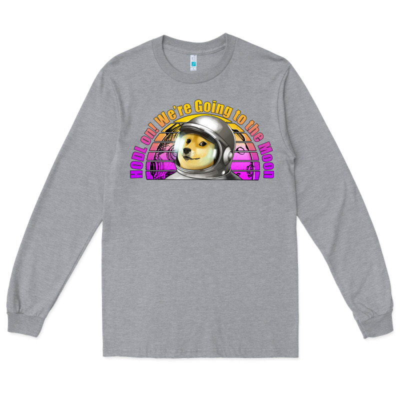Doge Coin Hodl On We're Going To The Moon Retro Sunset Long Sleeve Tee by Jasminsmagicworld | Teevron