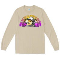 Mushroom doge coin hodl on we're going to the moon retro sunset Long Sleeve Tee - Jasminsmagicworld